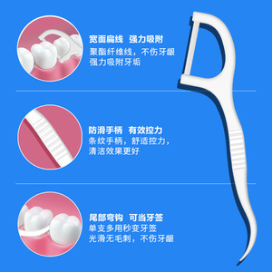Flat Dental Floss Picks 8.5cm Plastic Ultra Fine Thread Hook Tip For Deep Cleaning Teeth - Product Image 5