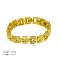 Bracelet classique en laiton avec maillons en H et pierres micro-serties de diamants, finition plaquée or 18 carats ; Accessoire féminin tendance et abordable de luxe