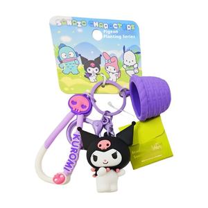 Para Sanrio creativo dibujos animados Krome KT llavero genuino verde planta colgante pequeño Anime llavero juguete bolsa colgante Material plástico - Product Image 5