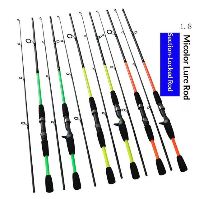 Factory Wholesale 1.8 Meters Colored Glass Steel Plug Throw Rod Road Sub-rod Luya Rod Hard Fishing Ocean Beach Fishing