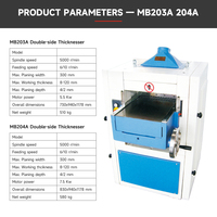 Machine à raboter et à dégauchir le bois double face de haute qualité avec moteur de 7,5 kW