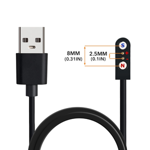 Cable de Carga Magnético Pogo Pin de 2 Pines, 5V 1A, USB, <span class=keywords><strong>para</strong></span> Relojes Inteligentes, 2.5mm 2.84mm 4.0mm 7.62mm, Compatible <span class=keywords><strong>con</strong></span> Cables de Datos - Product Image 1