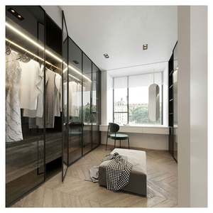 Porte en verre givré en forme de L, taille personnalisée, style spécial, design de placard pour chambre à coucher, armoire pour grossiste - Product Image 2