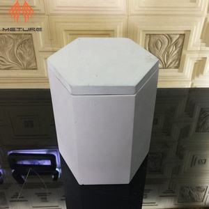 Pot gris hexagonal en béton avec <span class=keywords><strong>couvercle</strong></span>, logo personnalisé, grand, usage pour le rangement ou la porte-bougie - Product Image 3