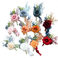 Ensemble de corsages et boutonnières artificiels personnalisés pour marié, corsages pour hommes, fleur de poignet pour mariée, rose, mariage