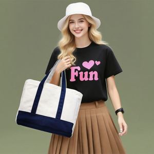 Wholesale Canvas Women's Shoulder Shopping <b>Bag</b> with Long Handle Cartoon Pattern Durable <b>Extra</b> <b>Large</b> Size - Product Image 2