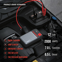 Démarreur de batterie de voiture Boltpower 2000A haute puissance 12V avec pompe à air intégrée 16000mAh pour camions