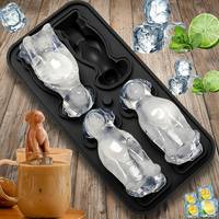 Moule à glaçons en silicone 3D chien Labrador, 4 cavités, grand format, écologique, pour glaçons amusants faits maison, avec entonnoir pour whisky et cocktails