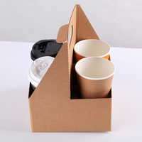 Les transporteurs de papier de tasse jetable écologique avec la poignée prennent le support de tasse