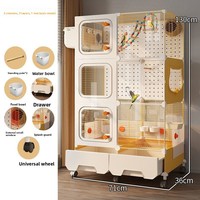 Cage à oiseaux transparente en métal, cage à perroquets pour usage domestique, extra-large, anti-éclaboussures, décorative, style villa luxueuse pour perruches et calopsites