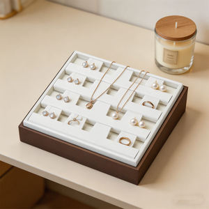 Plateau de présentation de bijoux en cuir PU de luxe avec logo personnalisé pour bagues, boucles d'oreilles, colliers, pendentifs et bracelets - Product Image 2