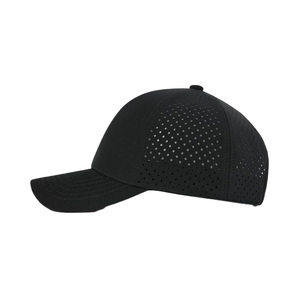 Casquette de golf 100% polyester de haute qualité bord incurvé étanche 6 panneaux taille réglable trous découpés au laser respirants pour les sports quotidiens - Product Image 3
