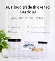 Pots à Crème Cosmétique PET Transparents 50g 100g 150g 200g 250ml 500ml 8 oz 16 oz, Récipient en Plastique pour Gommage Corporel avec Couvercles Noirs