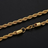 Collier Chaîne Corde Acier Inoxydable Or Argent Largeur 3 mm Style Hip Hop, Fabriqué sur Mesure en Usine