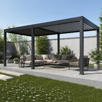 Pergola de jardin motorisée en aluminium avec lames orientables, parasol extérieur automatique télécommandé