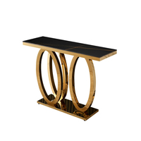 Table console moderne de luxe en marbre blanc et acier inoxydable doré pour salon et villa