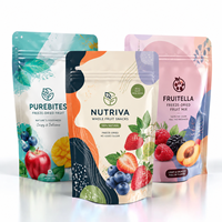 Bolsa con Cierre Hermético Personalizada, Laminada con Calor, para Envasado de Frutas Liofilizadas, Bolsa con Cierre Zip Reutilizable para Frutos Rojos y Vegetales Mixtos, Venta al Por Mayor