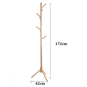 High-Grade Wooden Tree Coat Rack Stand Super Easy Assembly NO Tools Required Hallway/Entryway Coat Hanger Stand for Clothes