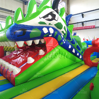 WINSUN Trampoline Gonflable Commercial Fun City, Aire de Jeux Extérieure Géante en PVC, Parc à Thème Dragon