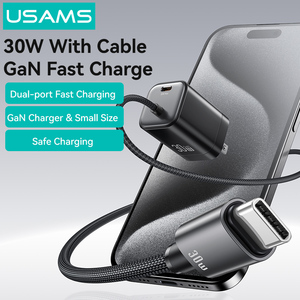 USAMS CC271 <span class=keywords><strong>Chargeur</strong></span> mondial Android <span class=keywords><strong>30W</strong></span> GaN double <span class=keywords><strong>USB</strong></span> Type <span class=keywords><strong>C</strong></span> <span class=keywords><strong>Chargeur</strong></span> <span class=keywords><strong>30W</strong></span> pour <span class=keywords><strong>Apple</strong></span> 16 15 Pro Max - Product Image 3