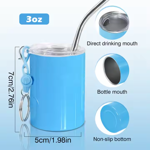US Warehouse RTS 48pcs Pack 3oz Sublimation Blanks <strong>Shot</strong> Glass Straight Cup <strong>Shot</strong> Glass Tumblers with Key Chain Lid Metal <strong>Straw</strong> - Product Image 3
