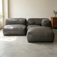 Konvertierbarer Leder-Modular-Sitzsack, Riesiger Sitzsack-Bett, Komprimierter Sitzsack-Sofa zum Ausruhen & Schlafen