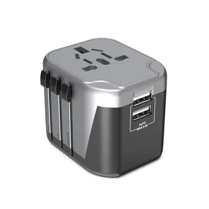 2023 New Style Portable Travel Adapter 2 Usb Port Output Socket Digital Travel Charger