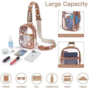 Nueva llegada: Bolso bandolera transparente unisex de PVC impermeable con cremallera, diseño personalizable, ideal para estadios y uso exterior. - Product Image 3