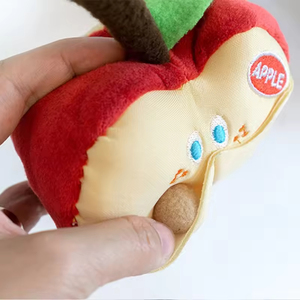 Jouets à mâcher pour animaux de compagnie Kinghon, style coréen, en peluche créative de haute qualité, fruits populaires, pomme cachant de la nourriture, best-seller, 11x8cm, vente en gros - Product Image 5