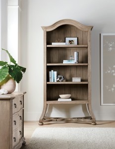 Estante de Livros Arqueada de Madeira Sólida Tradicional Americana para Escritório em Casa com Porta de Vidro Ecológica - Product Image 5