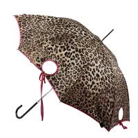 مظلة هدية كلاسيكية مستقيمة مطبوعة على شكل حيوان مع تصميم بفتحات للنساء