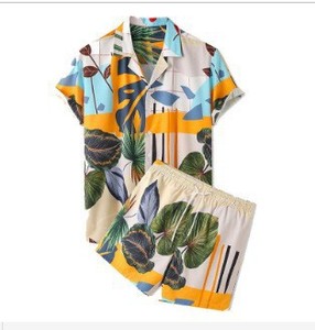 Personnalisez votre logo Chemises de plage pour <span class=keywords><strong>homme</strong></span> Chemises d'été 2 pièces Plus et ensemble court Vente en gros Ensembles de chemises pour hommes imprimés de grande taille - Product Image 2