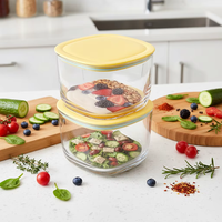 Boîte de conservation alimentaire carrée en plastique de qualité alimentaire, empilable et hermétique, pour réfrigérateur et micro-ondes