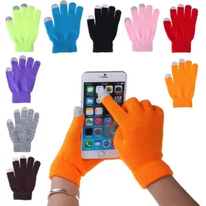 Unisex Men Texting Mitten Stretch Touchscreen Lã Anti Slip Luva Quente Malha Smartphone Touch Screen Luvas de Inverno