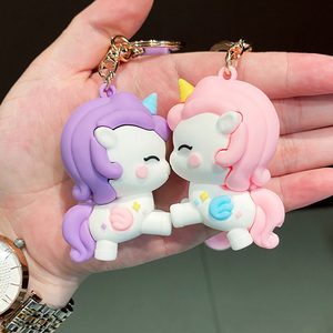 Wholesale Cute Kawaii Rubber Unicorn Pendant <b>Kids</b> Girls Car Key <b>Ring</b> Backpack Car Key Unicorn Keychain Accessories - Product Image 4