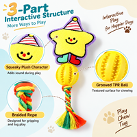 Jouet à mâcher pour chien en corde TPR avec personnage en peluche couineur pour jeu de traction