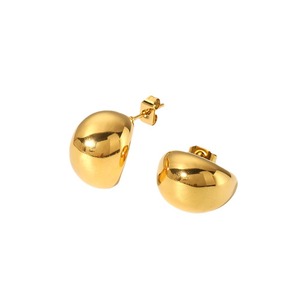 Minimalist 18k Gold Plated Beaded Stud Earring <strong>Stainless</strong> <strong>Steel</strong> Waterproof Chunky Earring for Women Hypoallergenic <strong>Jewelry</strong> Gifts - Product Image 6