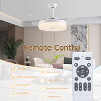 Ventilateur de plafond invisible moderne à moteur DC, faible bruit, pour intérieur, 42/48 pouces, avec lumière LED et télécommande