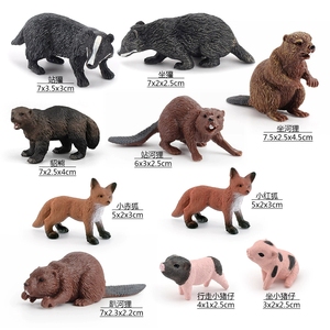 Set de Animales Silvestres Simulados: Castor, Zorro, Texugo, <span class=keywords><strong>Gulo</strong></span>, Glulo, Lechón, Miniaturas Decorativas para Paisajes, Juguete - Product Image 2
