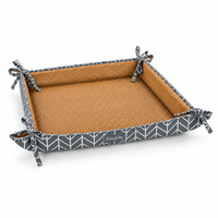 Coussin tissé pour animaux de compagnie (chiens et chats) – Tapis de couchage rectangulaire avec rebords surélevés et nœuds de fixation aux quatre coins pour usage intérieur