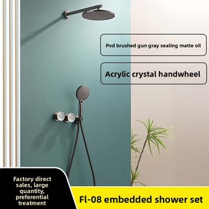 Cross-border Light Luxury Wall-<b>Mounted</b> Top <b>Spray</b> Round Shower Set All-Copper Hot Cold Hidden Pre-Embedded Chrome Concealed FL-08 - Product Image 4