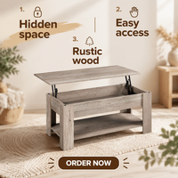 Table basse contemporaine en bois avec plateau relevable et rangement
