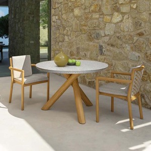 Set da Patio Accogliente in Legno Massello Intrecciato, Divano Singolo da Esterno con Cuscino, <span class=keywords><strong>Poltrona</strong></span> da <span class=keywords><strong>Giardino</strong></span>, Divani da <span class=keywords><strong>Giardino</strong></span> per Casa e Bar, Tuinmeubelen - Product Image 4
