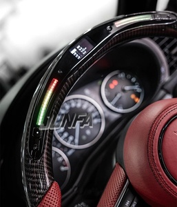 <span class=keywords><strong>Volante</strong></span> de Fibra de Carbono LED para <span class=keywords><strong>Mazda</strong></span> <span class=keywords><strong>3</strong></span> 6 CX-5 CX-30 - Costuras Rojas, Base Plana, Mejora de Carreras - Product Image 2