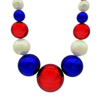 Collier géant de perles Mardi Gras 2026 en gros, rouge, blanc, bleu, pour défilé, carnaval, fête, costume, décoration, accessoires événementiels