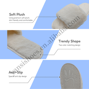 <span class=keywords><strong>Pantofole</strong></span> da donna in <span class=keywords><strong>peluche</strong></span> <span class=keywords><strong>con</strong></span> Logo ricamato per il tempo libero di lusso in soffice ciabatte in pelliccia per il calore invernale antiscivolo per le <span class=keywords><strong>pantofole</strong></span> OEM/ODM - Product Image 3