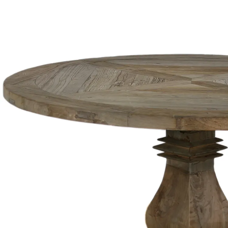 Antique Style Big Belly Reclaimed Round Wood Dining Room Table
