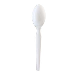 Boardwalk Heavyweight Design 1,000 Count Disposable Soup Spoons Individually <b>Wrapped</b> <b>White</b> Polystyrene Silverware Premium Case - Product Image 3