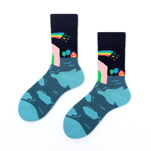 Nueva llegada moda mujer algodón peinado hombres 100% algodón gato perro patrón calcetines niñas Redtube gran oferta Calcetines - Product Image 4