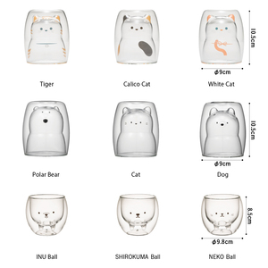 Mug à café en verre à double paroi avec motifs d'animaux mignons, compatible lave-vaisselle, avec neuf designs uniques - Product Image 6